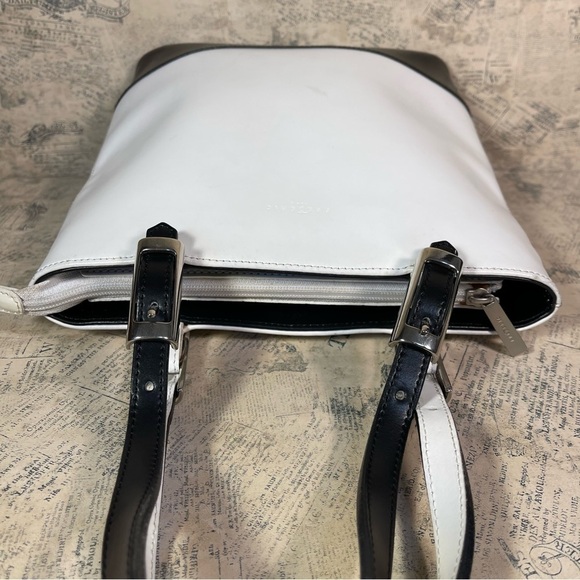 Frederic Paris Made in France, White and Black Leather tote bag - Picture 7 of 15